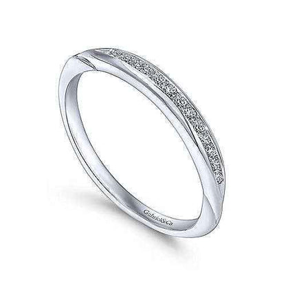 Gabriel & Co. .13 ct. tw. Channel Set Tapered Wedding Band in 14K White Gold close-up detail