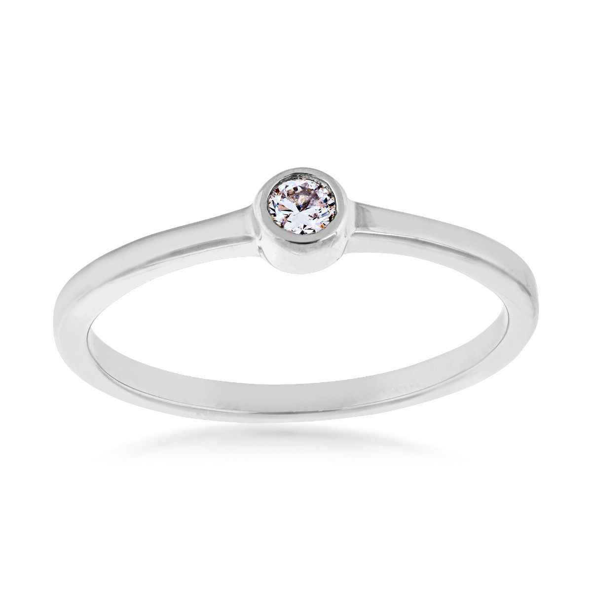 1/10 ct. tw. Round Bezel Set Stackable Diamond Ring in 10K White Gold