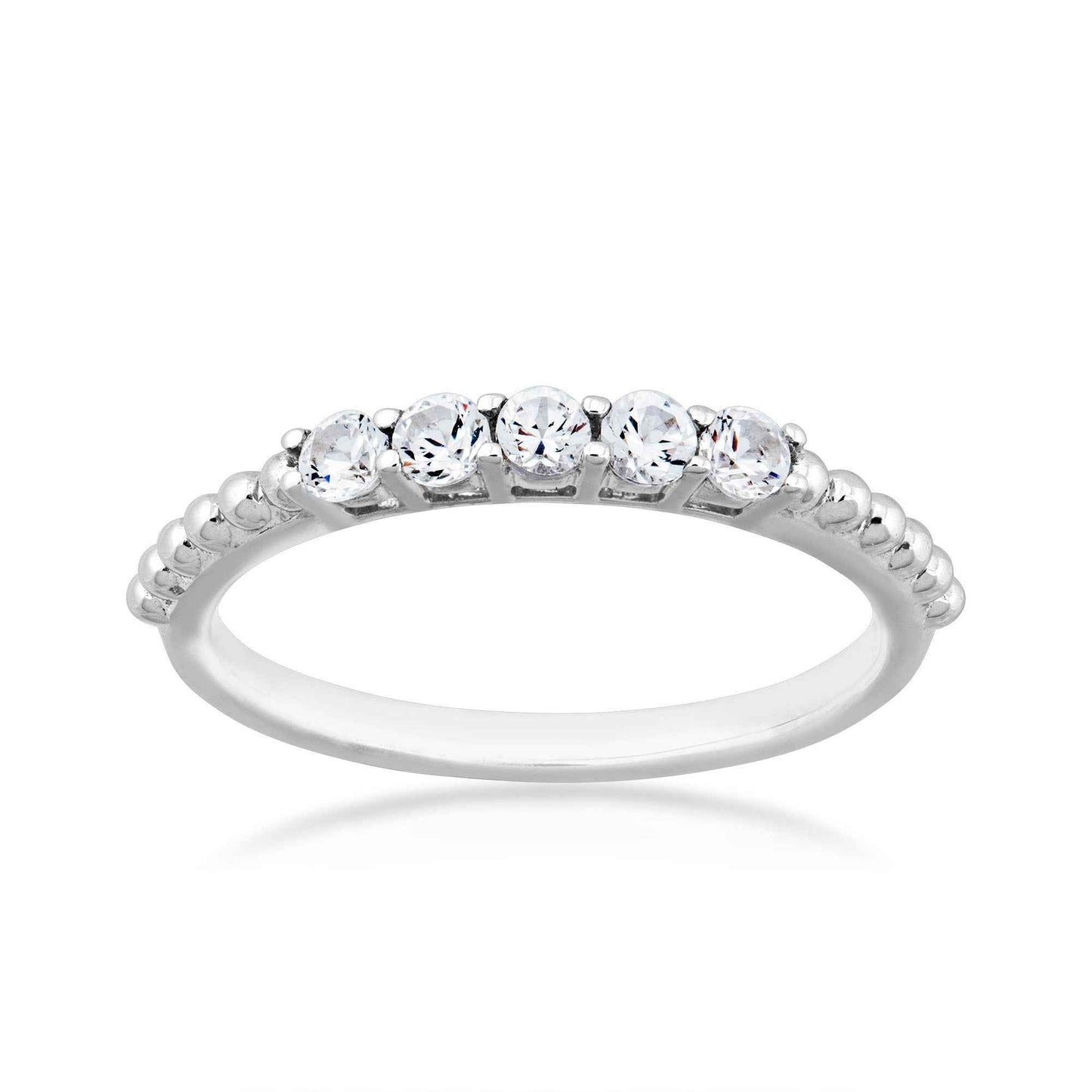 Created Round White Sapphire Stackable Ring in Sterling Silver