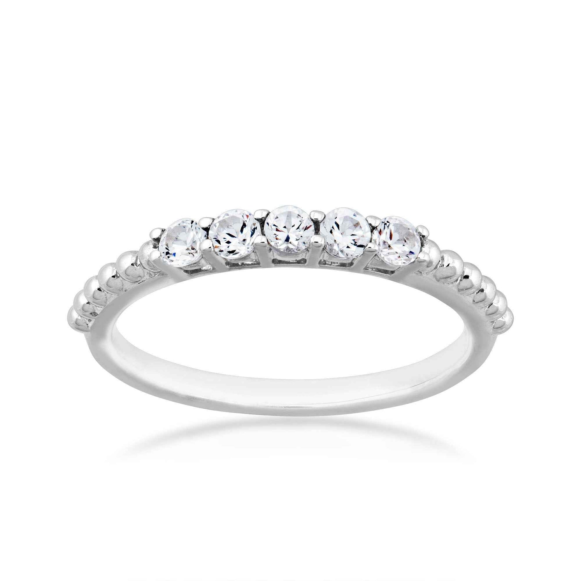 Created Round White Sapphire Stackable Ring in Sterling Silver