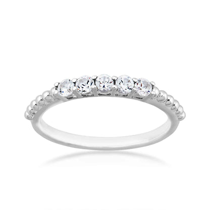 Created Round White Sapphire Stackable Ring in Sterling Silver