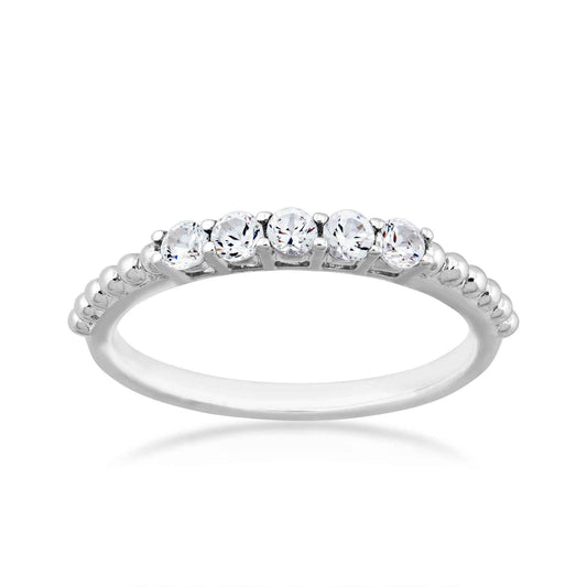 Created Round White Sapphire Stackable Ring in Sterling Silver
