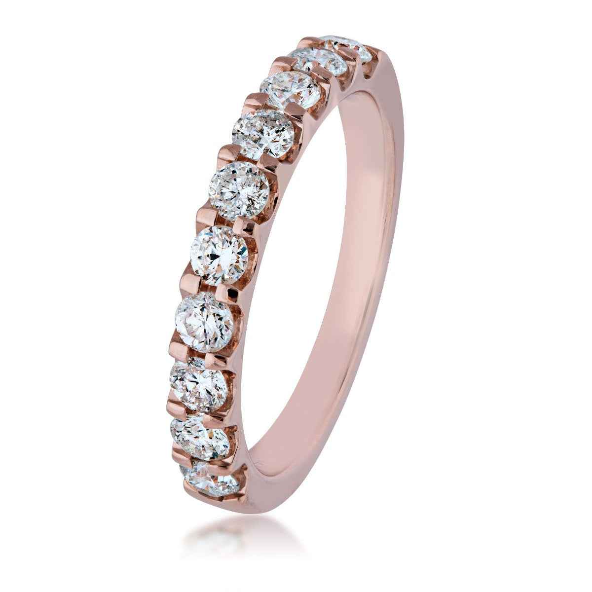 7/8 ct. tw. Round Brilliant Diamond 10-Stone Anniversary Band in 14K Pink Gold front view