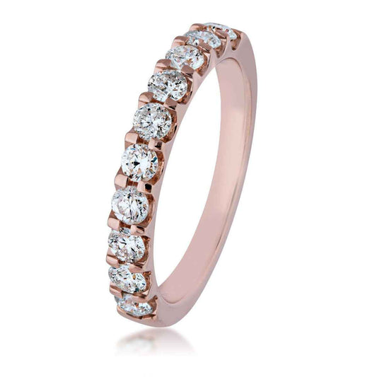 7/8 ct. tw. Round Brilliant Diamond 10-Stone Anniversary Band in 14K Pink Gold front view