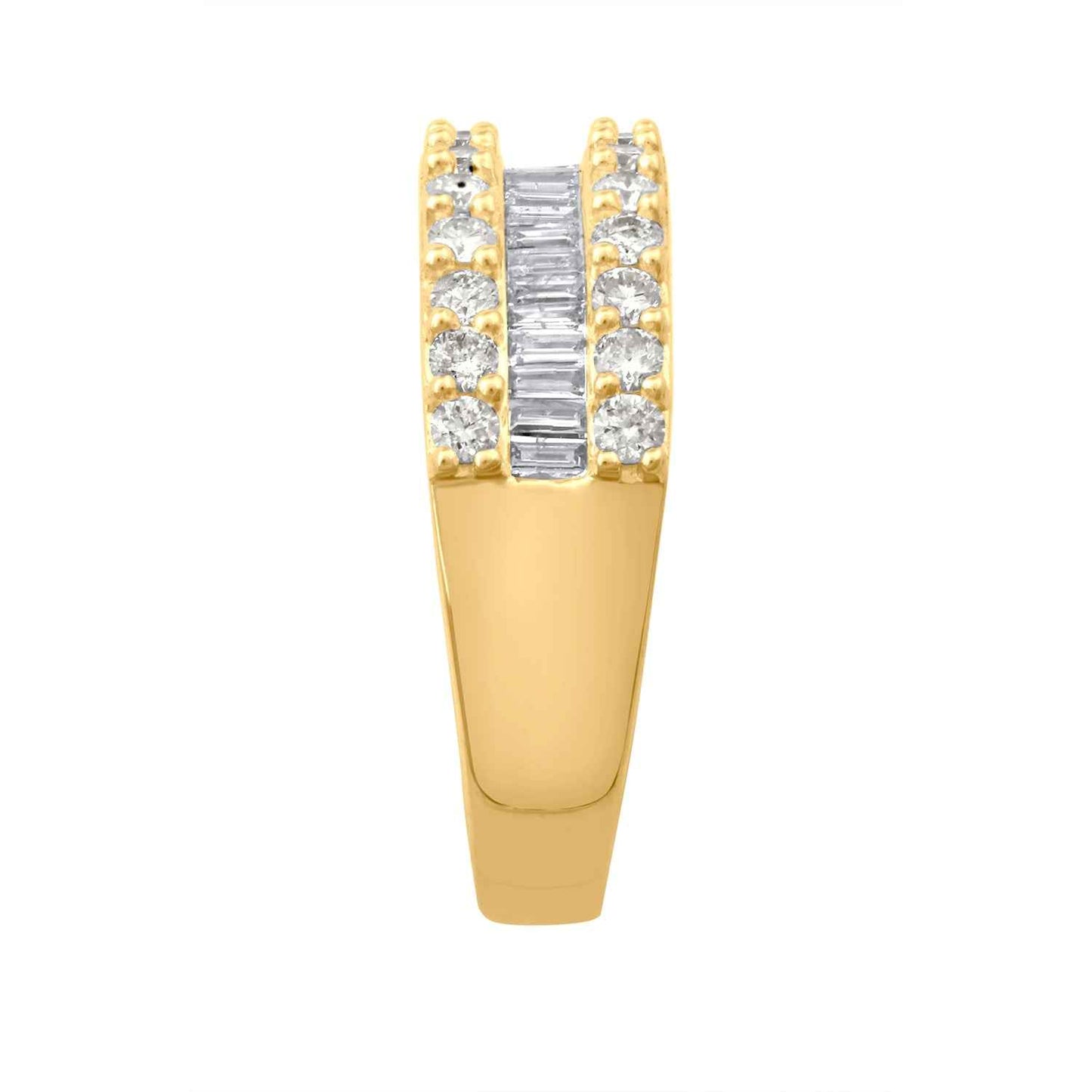 1 ct. tw. Round Brilliant and Baguette Diamond Anniversary Band in 10K Yellow Gold front view