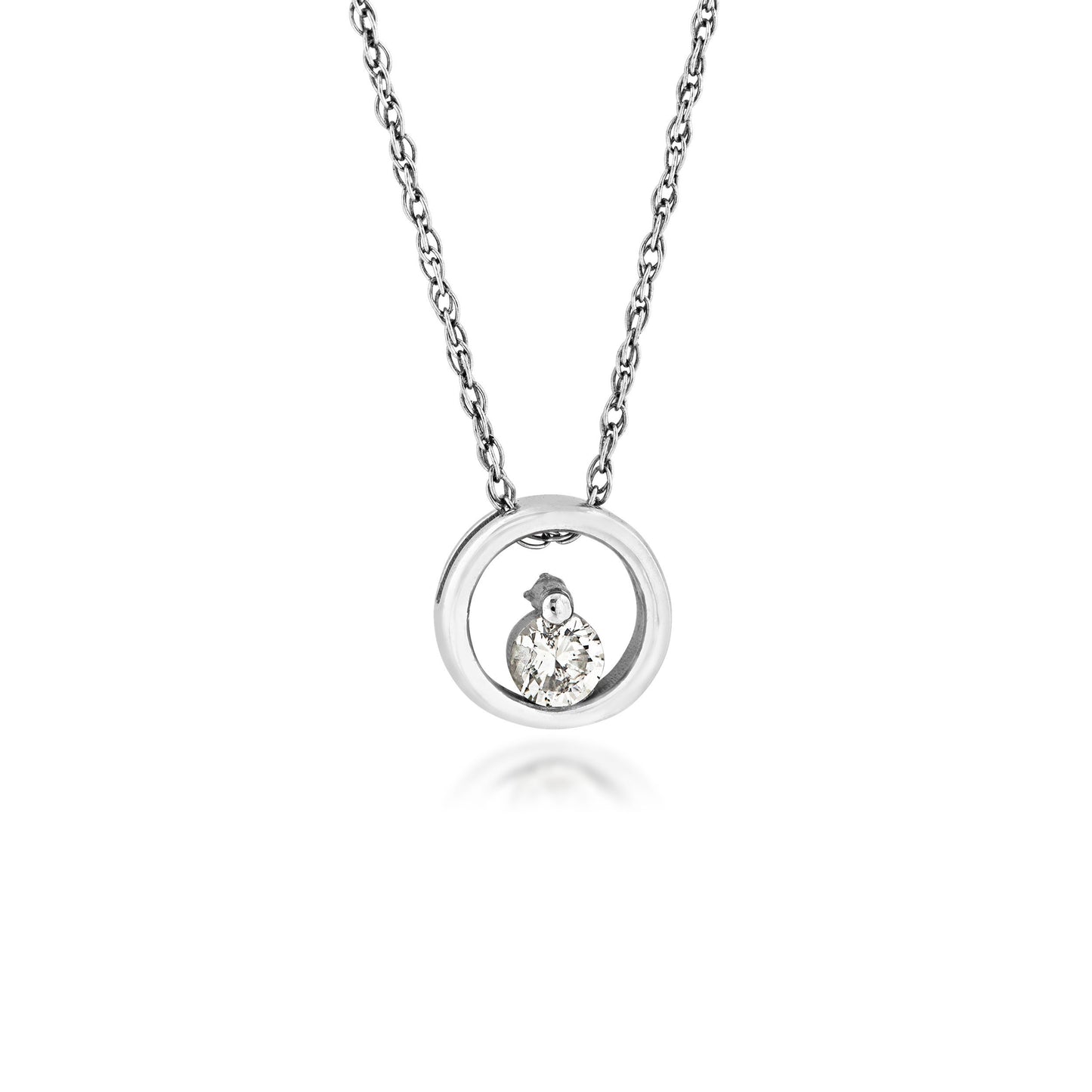 1/10 ct. tw. Round Brilliant Diamond Sliding Fashion Circle Pendant in 10K White Gold