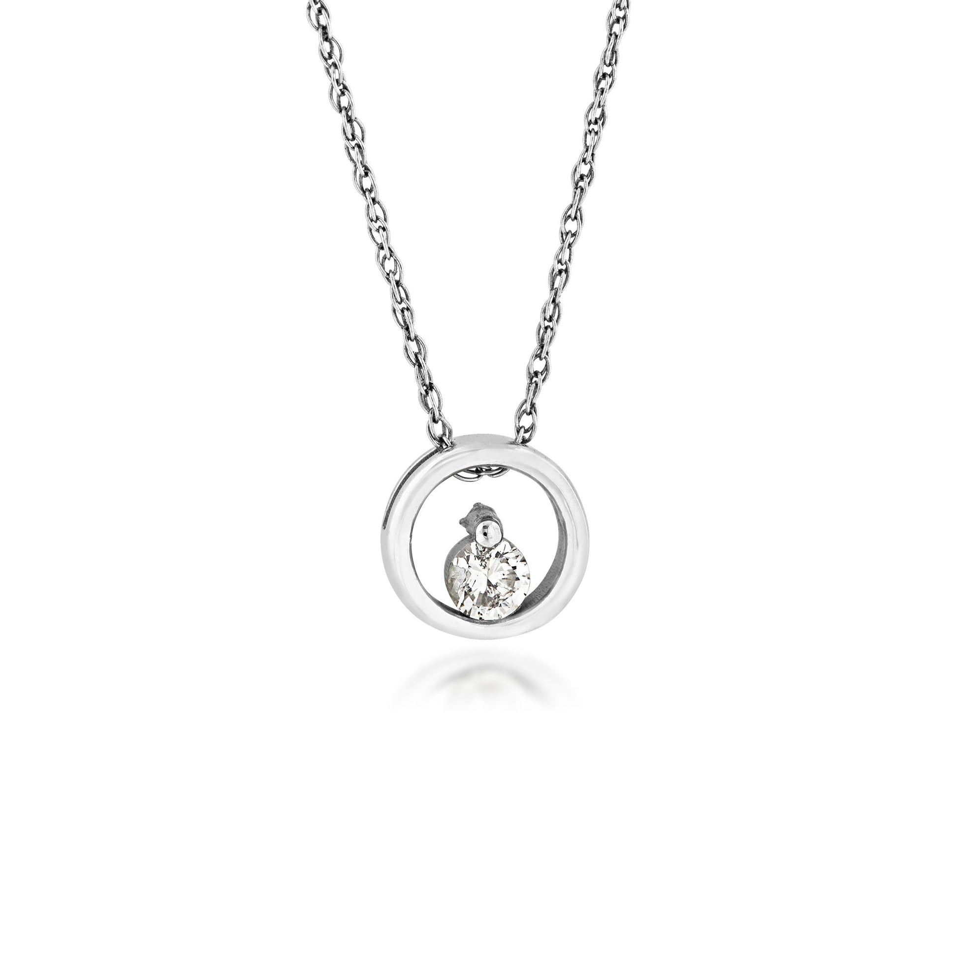 1/10 ct. tw. Round Brilliant Diamond Sliding Fashion Circle Pendant in 10K White Gold