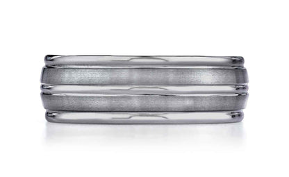 BENCHMARK Mens 8MM Tungsten Wedding Band with Polished and Brushed Finish