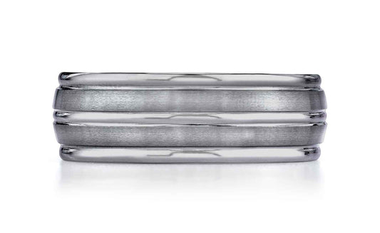 BENCHMARK Mens 8MM Tungsten Wedding Band with Polished and Brushed Finish
