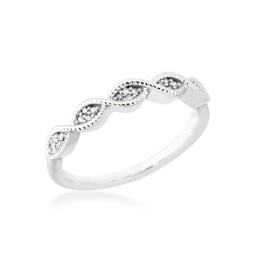 .06 ct. tw. Diamond Cluster Fashion Ring with Milgrain Band Design in 10K White Gold front view