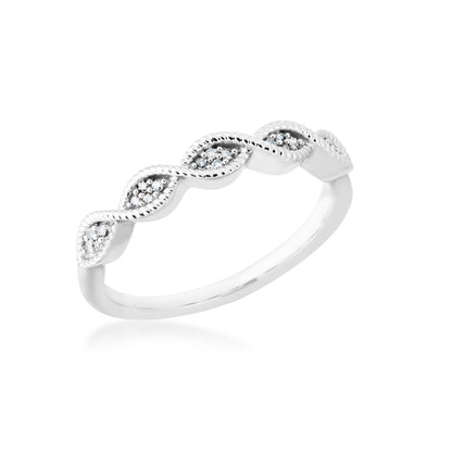 .06 ct. tw. Diamond Cluster Fashion Ring with Milgrain Band Design in 10K White Gold front view