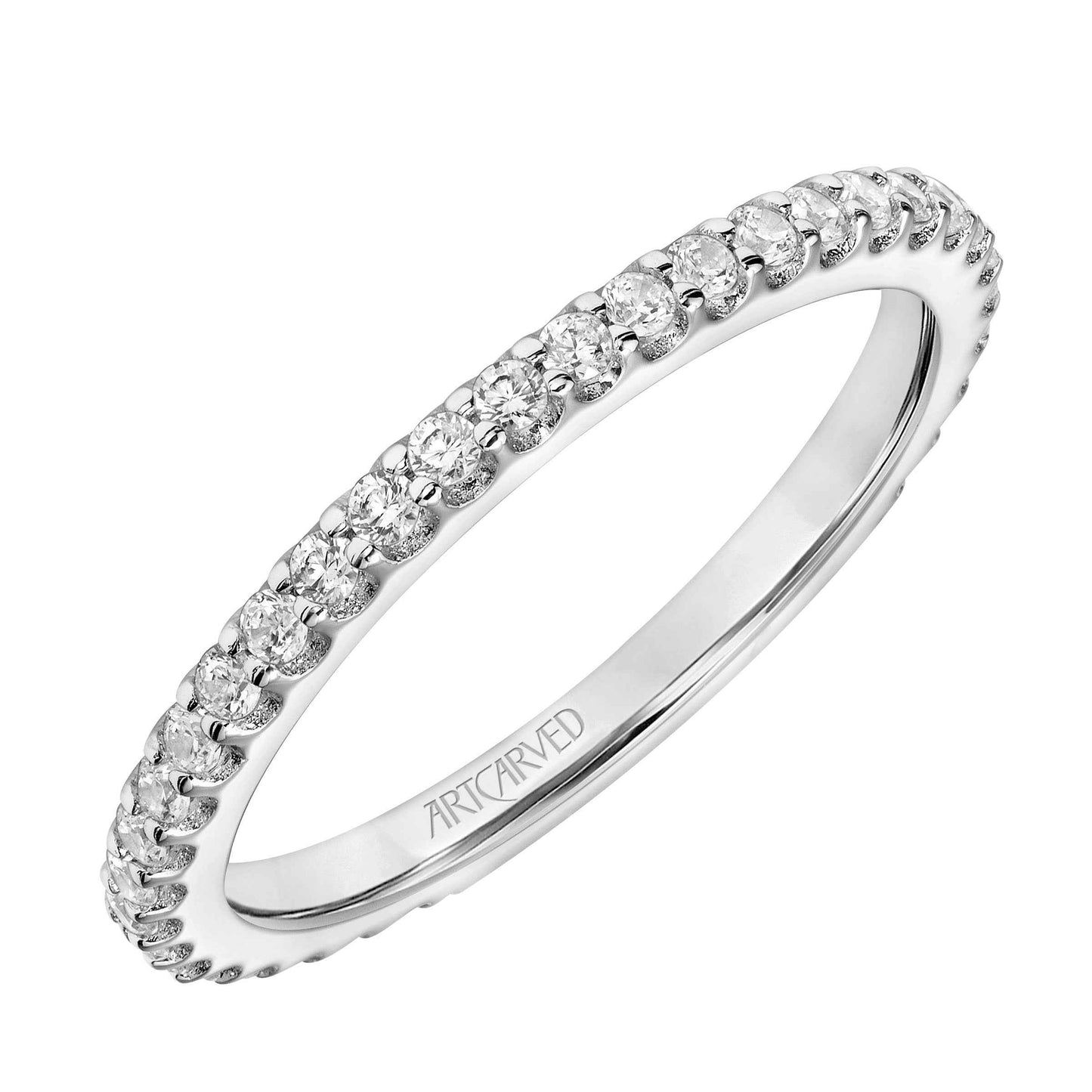 ArtCarved Classic 5/8 ct. tw. Diamond Wedding Band in 14K White Gold front view