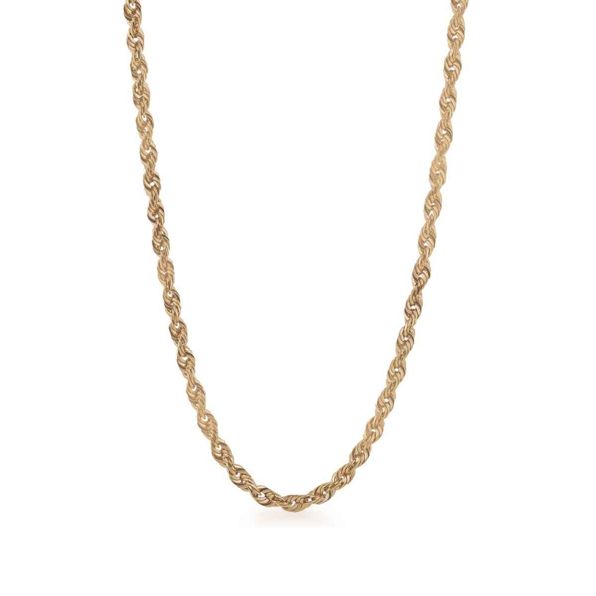 3.1mm 24-inch Solid Diamond Cut Rope Chain in 10K Yellow Gold
