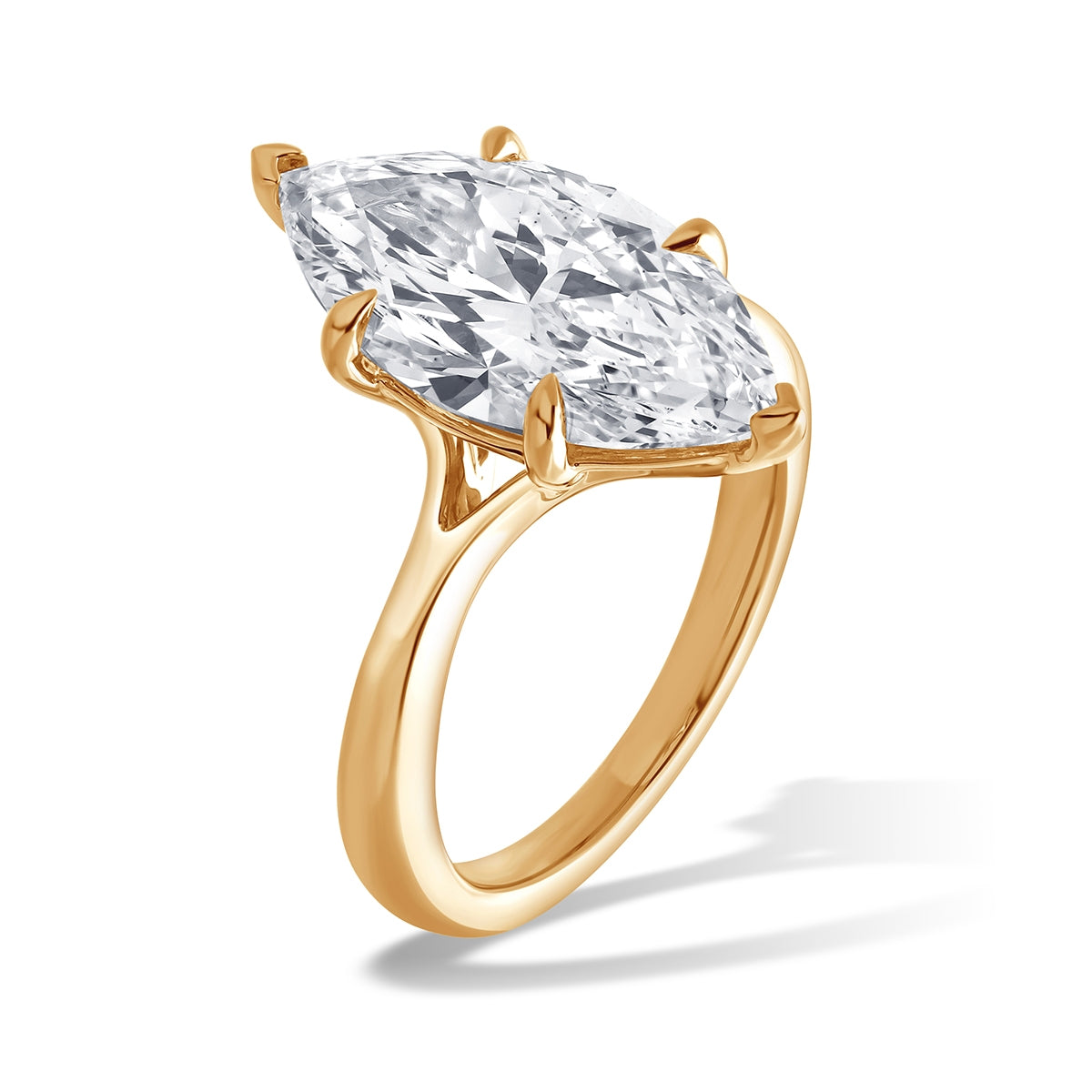 Adamante 5 ct. tw. Lab-Grown Marquise Diamond Solitaire Engagement Ring in 14K Yellow Gold front view