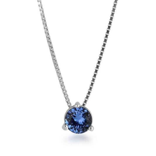 5mm Yogo Sapphire Solitaire Pendant in 14K White Gold