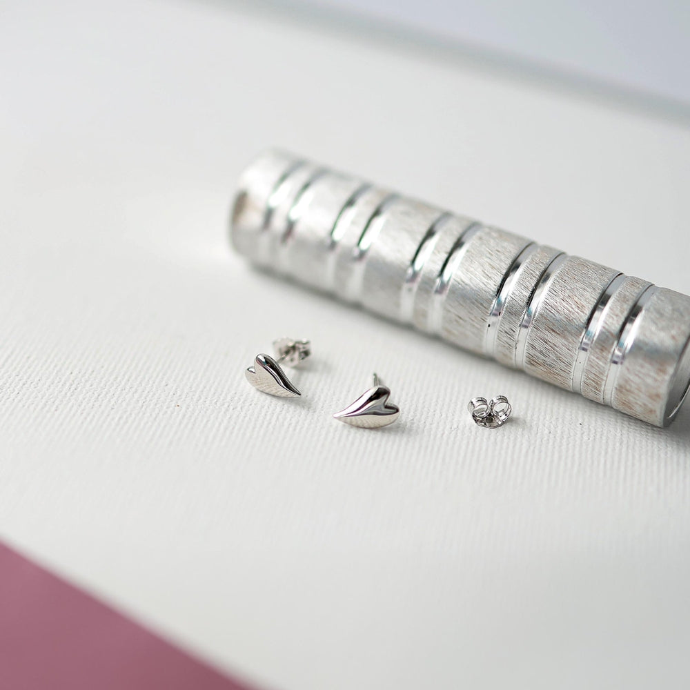 Kit Heath Heart Earrings in Sterling Silver front view