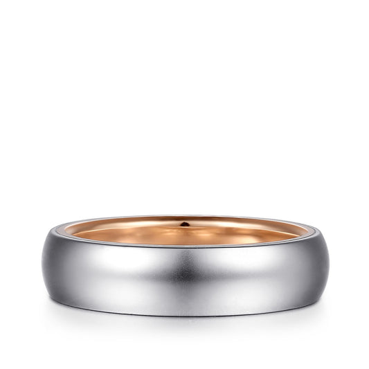 Gabriel & Co. Soren Men's 6mm Sandblast Finish Wedding Ring in 14K White & Pink Gold