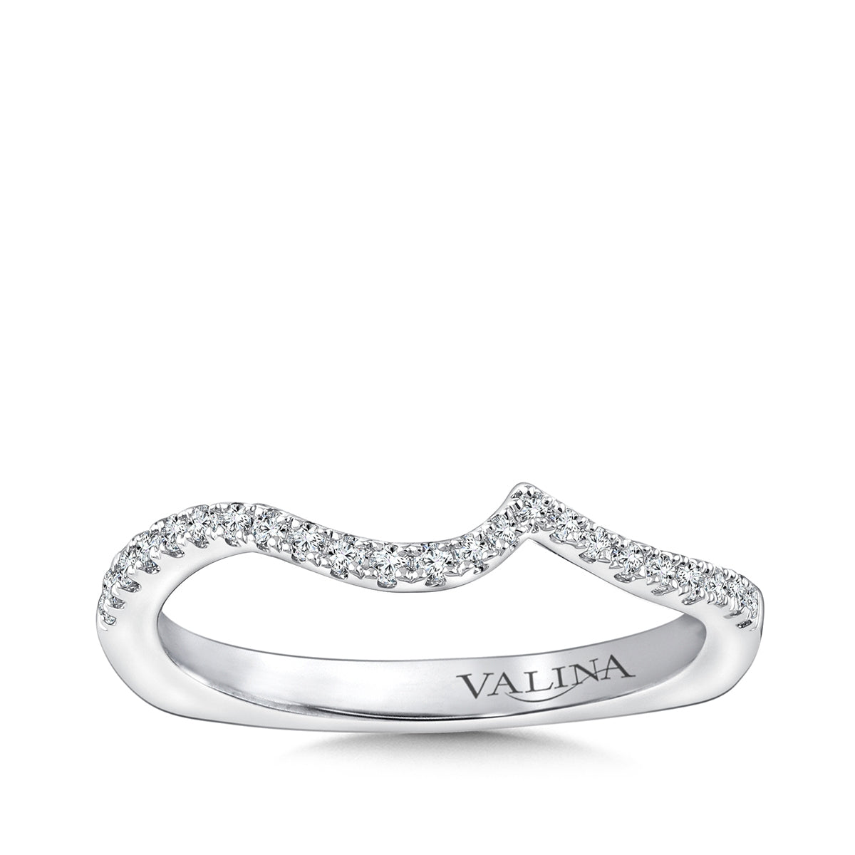 Valina 1/6 ct. tw. Diamond Contour Wedding Ring with European Shank in 14K White Gold