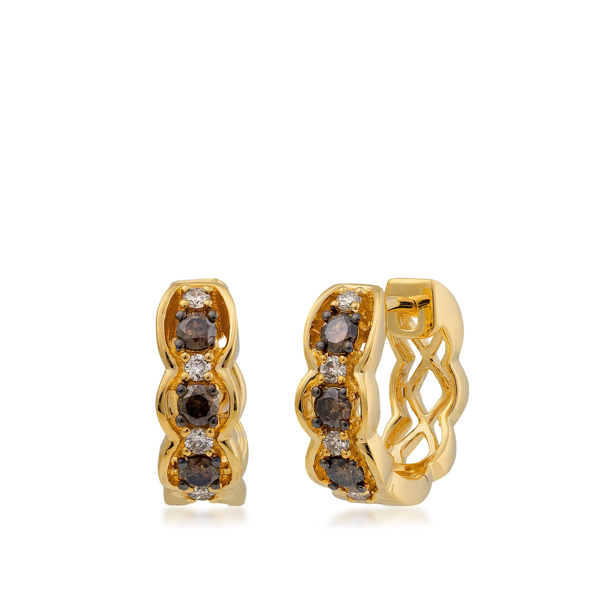 Le Vian 3/8 ct. tw. Chocolate Diamond Scalloped Hoop Earrings in 14K Honey Gold