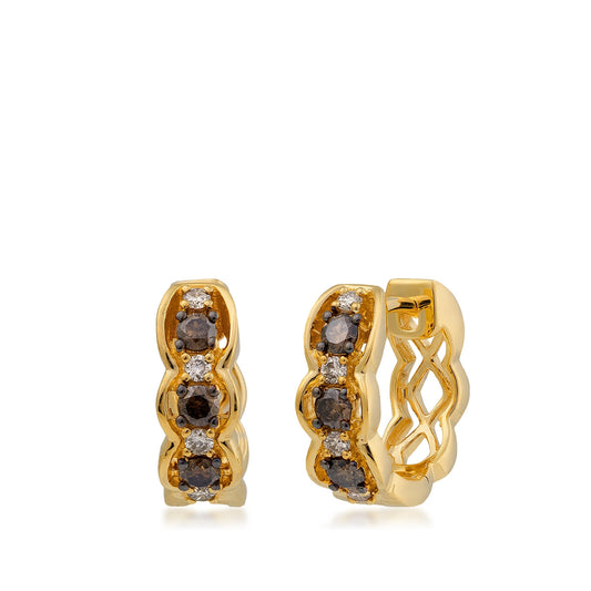 Le Vian 3/8 ct. tw. Chocolate Diamond Scalloped Hoop Earrings in 14K Honey Gold