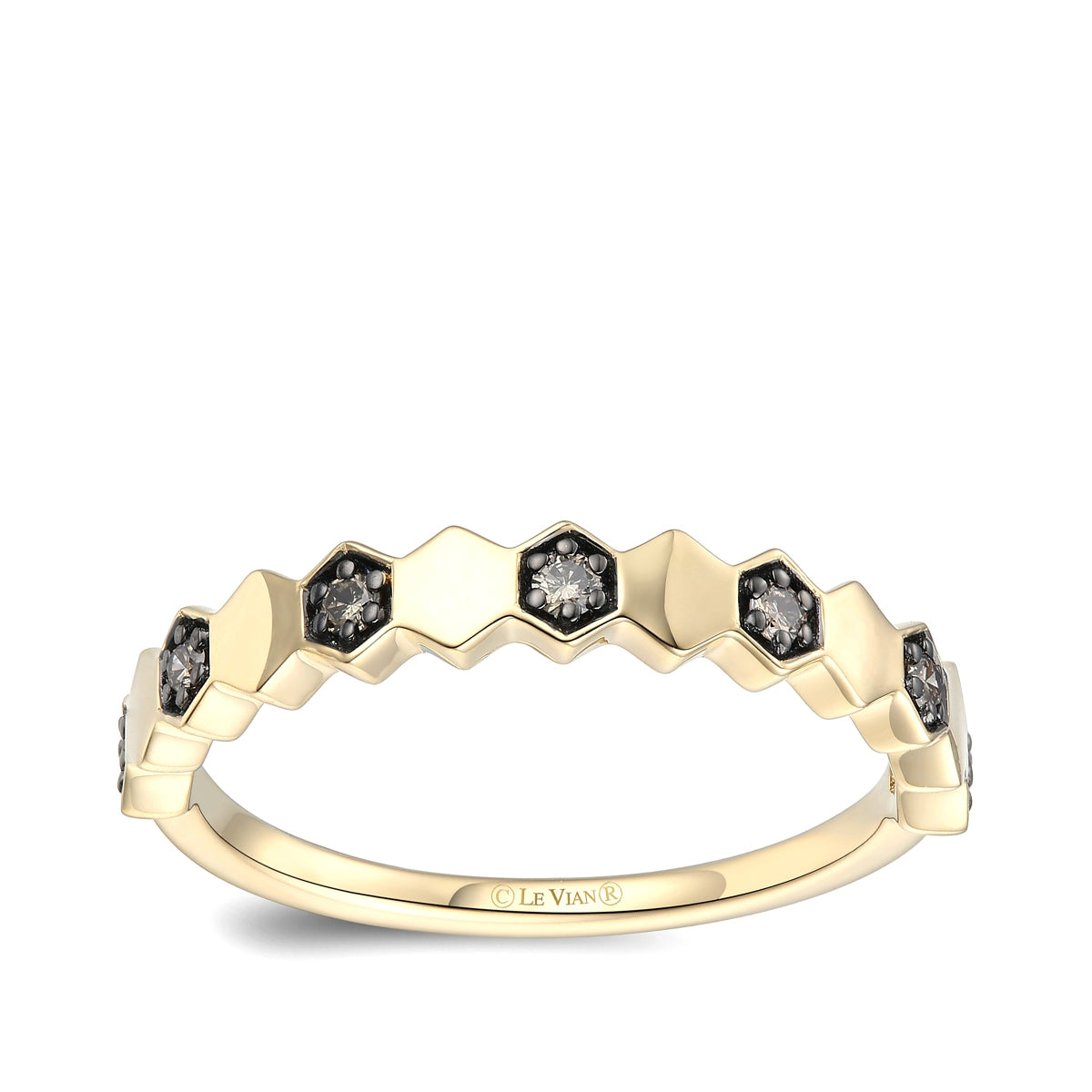 Le Vian 1/8 ct. tw. Chocolate Diamond Honeycomb Ring with Black Rhodium Plating in 14K Honey Gold