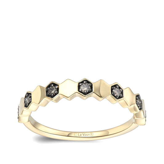 Le Vian 1/8 ct. tw. Chocolate Diamond Honeycomb Ring with Black Rhodium Plating in 14K Honey Gold