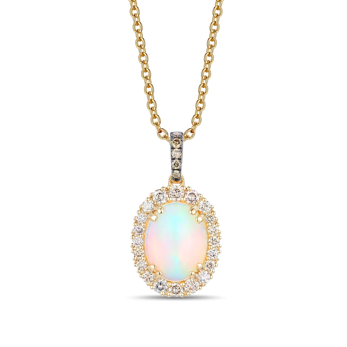 Le Vian Oval Opal & 3/8 ct. tw. Nude & Chocolate Diamond Halo Pendant in 14K Honey Gold