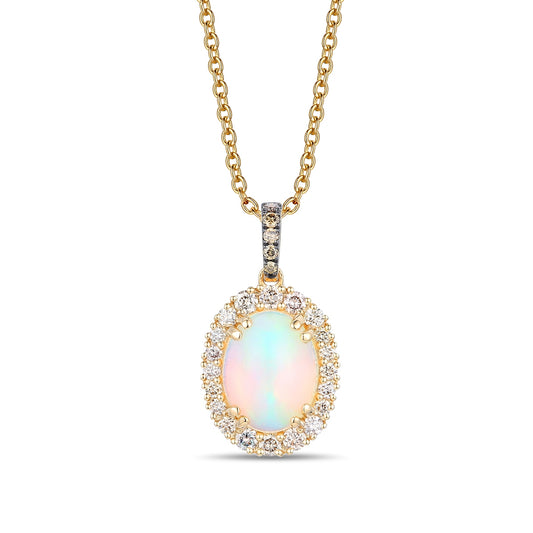 Le Vian Oval Opal & 3/8 ct. tw. Nude & Chocolate Diamond Halo Pendant in 14K Honey Gold