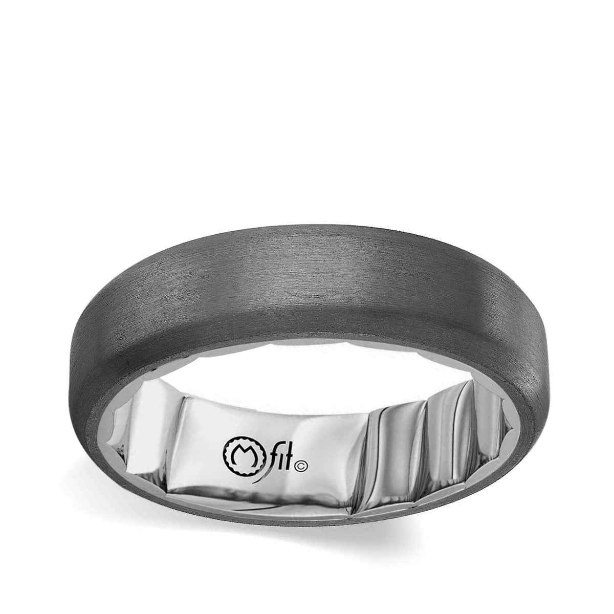 MFIT Men's 6mm Satin Finish Wedding Ring in Gray Tantalum & 10K White Gold