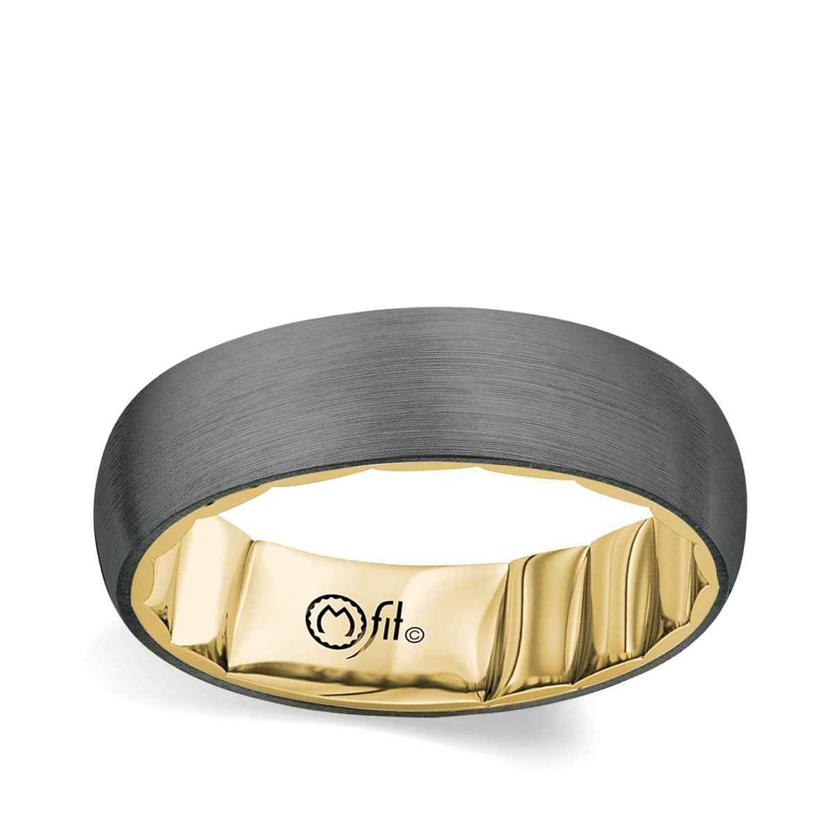 MFIT Men's 6mm Satin Finish Wedding Ring in Gray Tantalum & 10K Yellow Gold