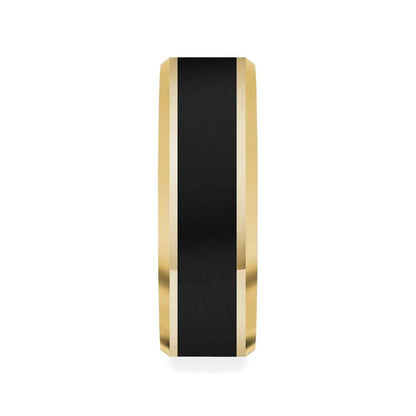 MFIT Men's 8mm Wedding Ring in Black Ceramic & 10K Yellow Gold side profile
