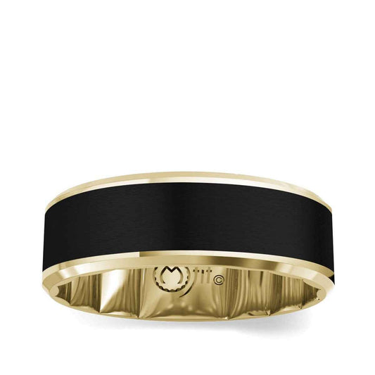 MFIT Men's 8mm Wedding Ring in Black Ceramic & 10K Yellow Gold