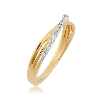 1/10 ct. tw. Diamond Crossover Ring in 10K Yellow Gold front view (2)