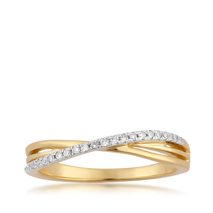 1/10 ct. tw. Diamond Crossover Ring in 10K Yellow Gold (2)