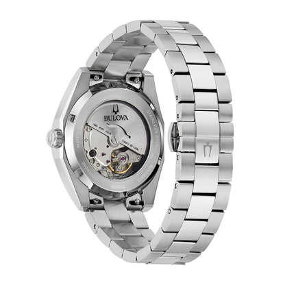 Bulova Surveyor Automatic Stainless Steel Watch with Green Dial close-up detail