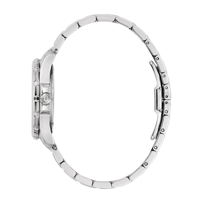 Bulova Ladies' Marine Star Quartz Stainless Steel Watch with Diamond Accent Light Blue Mother of Pearl Dial front view