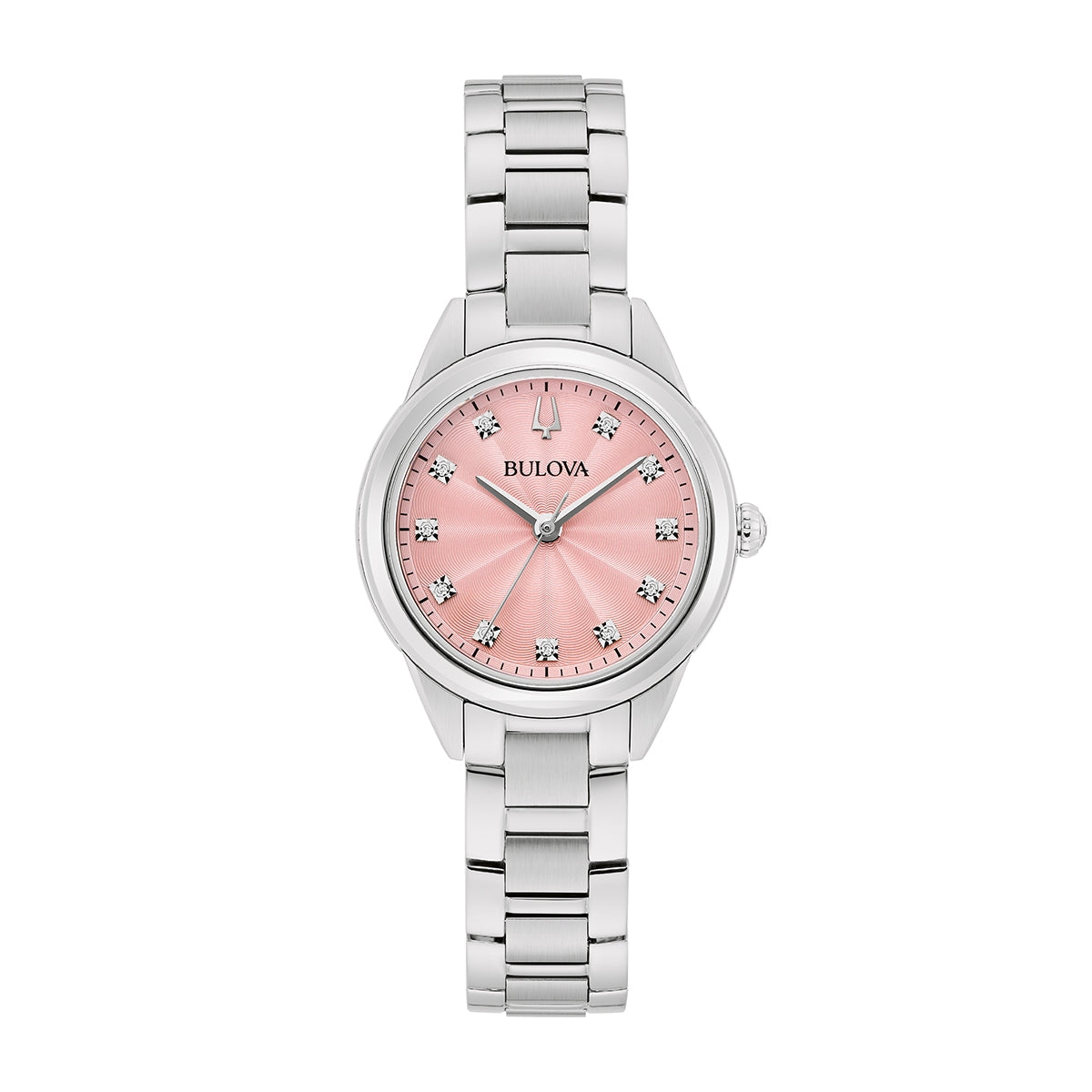 Bulova Ladies' Sutton Quartz Stainless Steel Watch with Diamond Accent Pink Dial