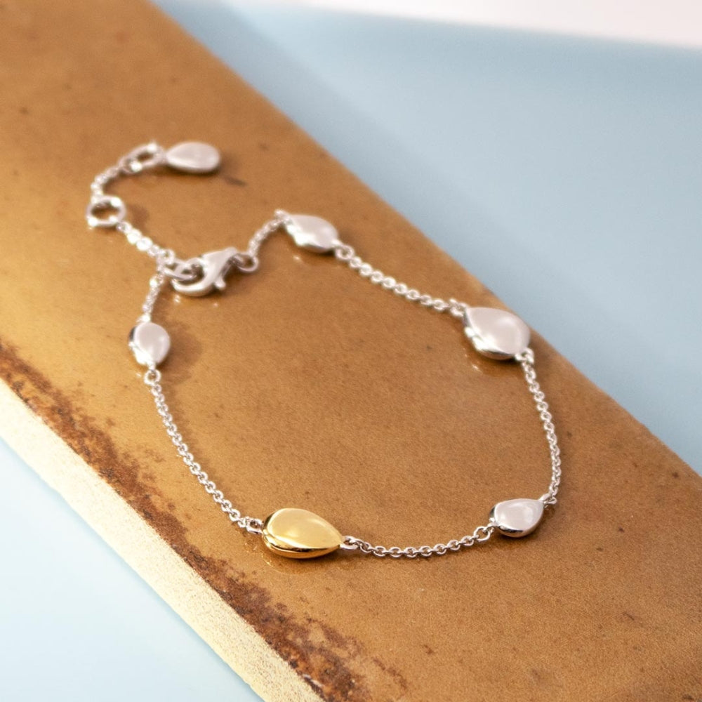 Kit Heath Droplet Bracelet in Sterling Silver & 18K Yellow Gold Plating front view