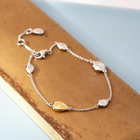Kit Heath Droplet Bracelet in Sterling Silver & 18K Yellow Gold Plating front view