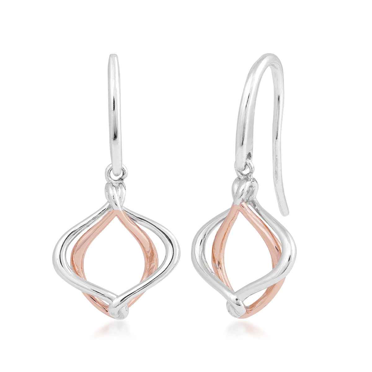 Kit Heath Petite Dangle Earrings in Sterling Silver & 18K Pink Gold Plating