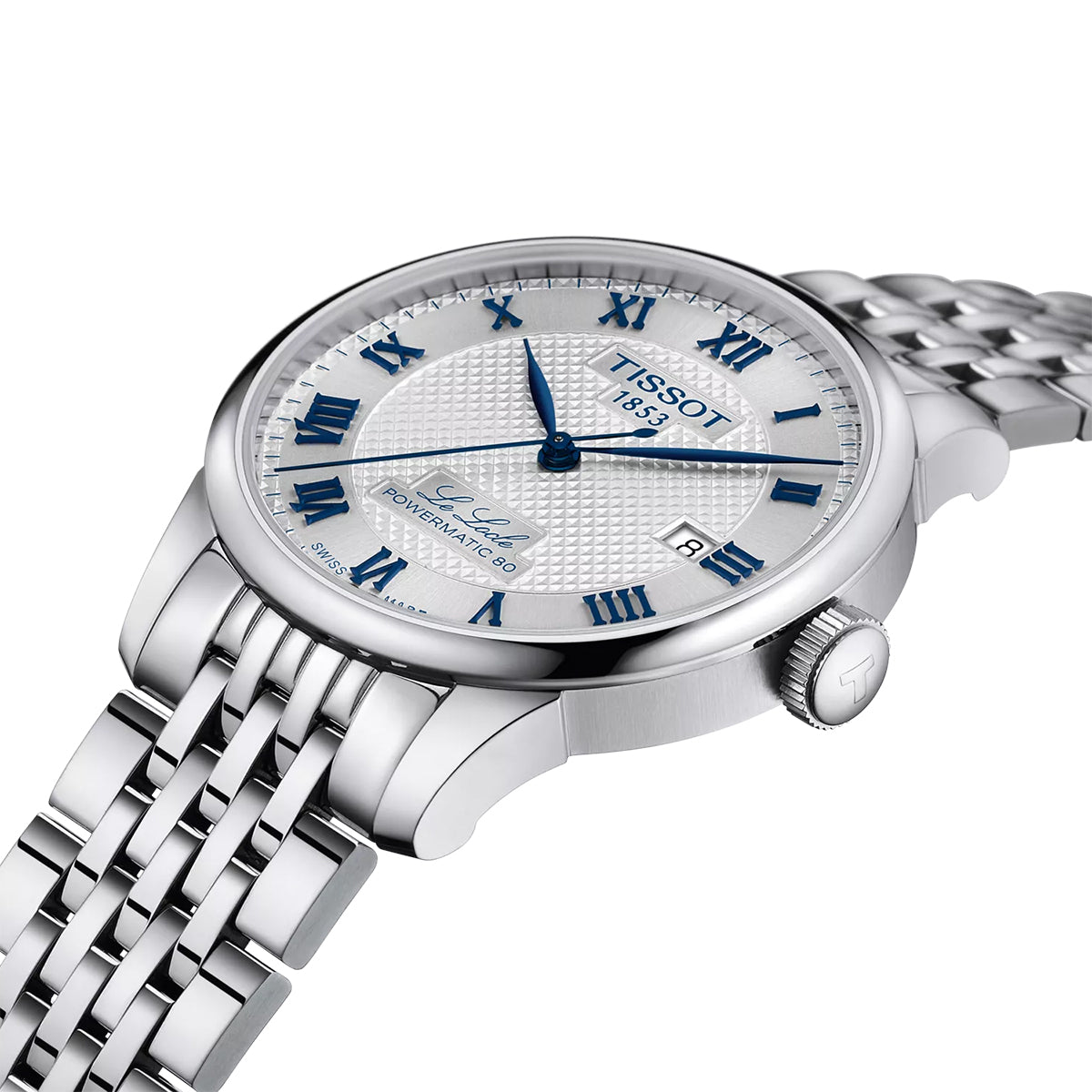 stainless steel men's Tissot Le Locle automatic watch with silver dial