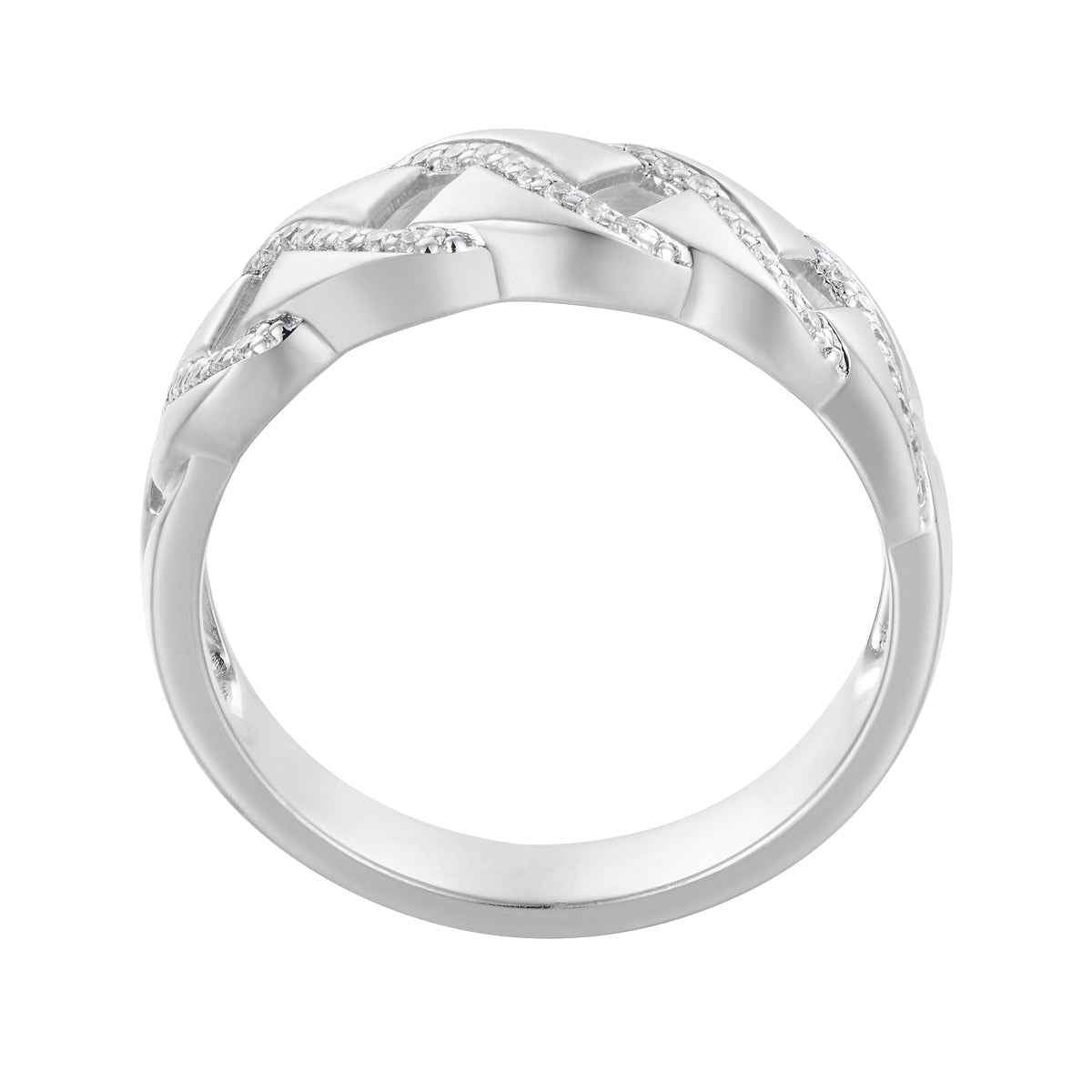 1/5 ct. tw. Men's Diamond Link Ring in Sterling Silver front view