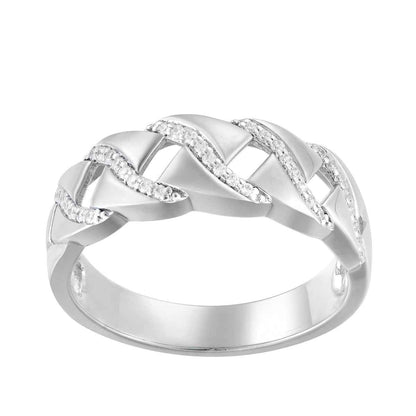1/5 ct. tw. Men's Diamond Link Ring in Sterling Silver