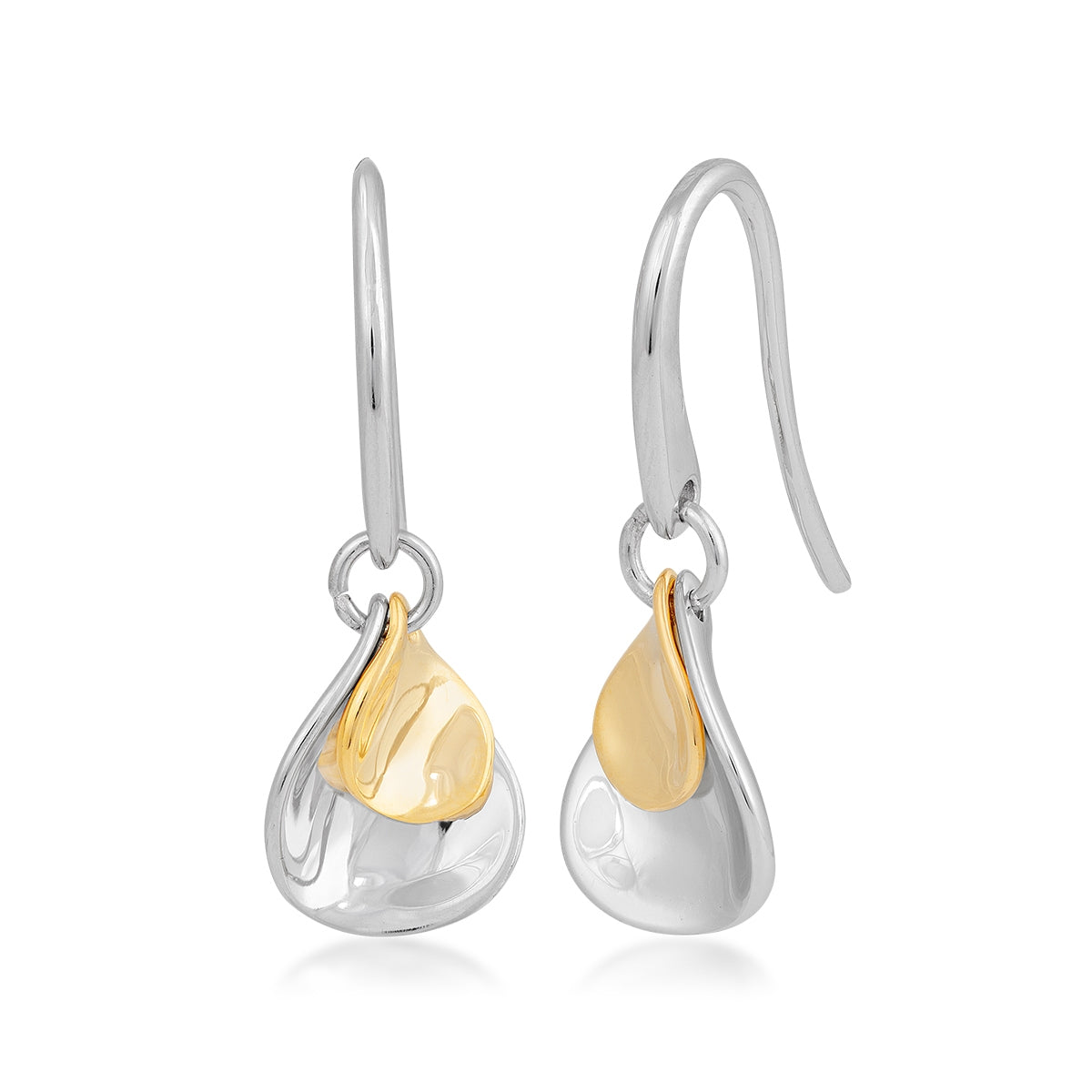 Kit Heath Petal Cluster Dangle Earrings in Sterling Silver & 18K Yellow Gold Plating
