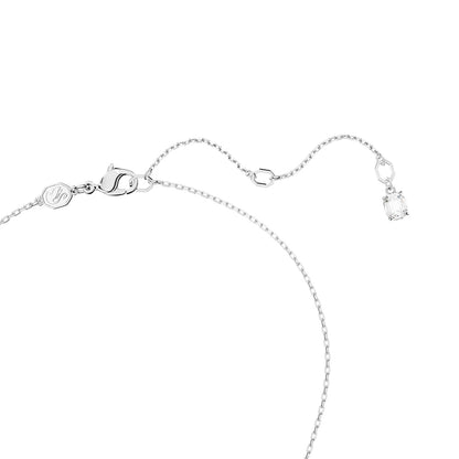 Swarovski Dextera Round White Crystal Interlocked Circle Necklace in White Rhodium Plating front view