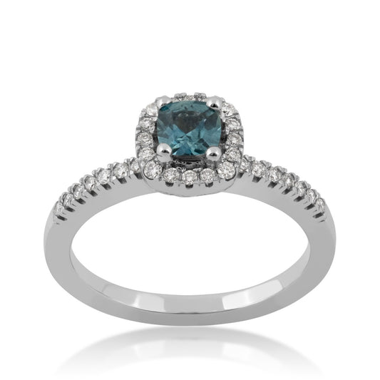American Colors Cushion Montana Sapphire & 1/5 ct. tw. Diamond Halo Ring in 10K White Gold