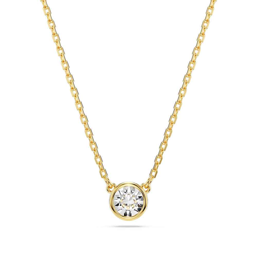 Swarovski Imber Round White Crystal Necklace in Yellow Gold-Tone Plating