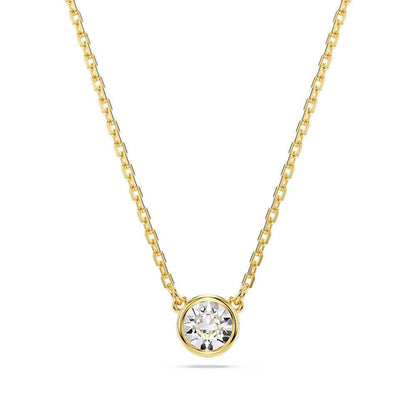 Swarovski Imber Round White Crystal Necklace in Yellow Gold-Tone Plating