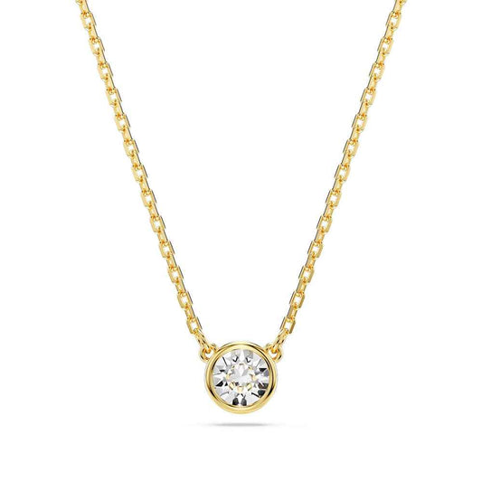 Swarovski Imber Round White Crystal Necklace in Yellow Gold-Tone Plating