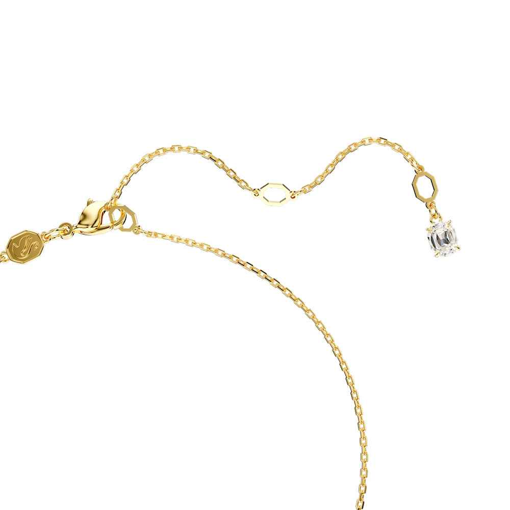 Swarovski Imber Round White Crystal Necklace in Yellow Gold-Tone Plating front view